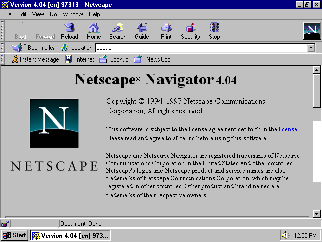 Netscape 4.04 browser